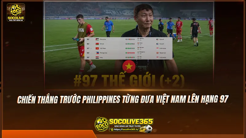 Chiến thắng trước Philippines từng đưa Việt Nam lên hạng 97 Chiến thắng trước Philippines từng đưa Việt Nam lên hạng 97