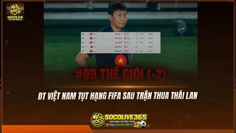 ĐT Việt Nam tụt hạng FIFA sau trận thua Thái Lan ĐT Việt Nam tụt hạng FIFA sau trận thua Thái Lan